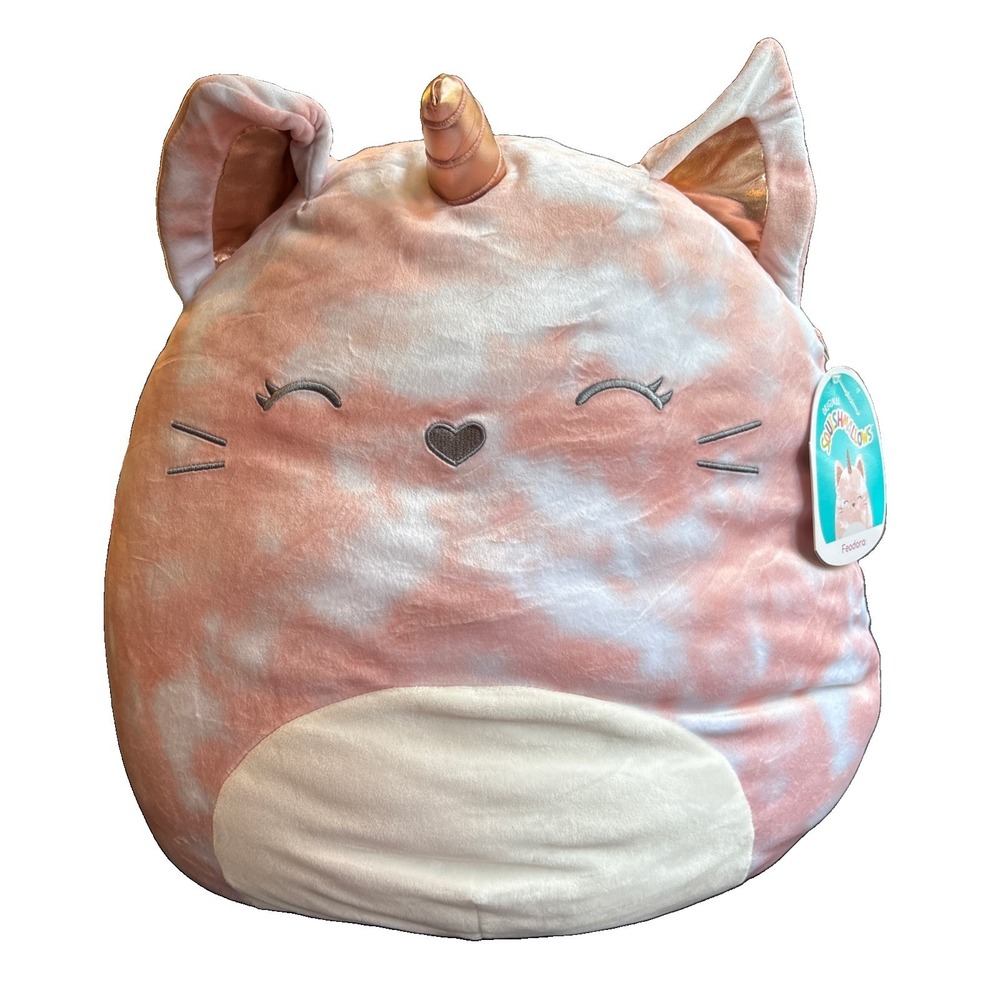 NEW Squishmallows Feodora Unicorn Cat Plush Pink/White 16 Inch